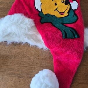Winnie the Pooh Red Fuzzy Christmas Santa Hat